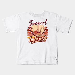 Retro Support Your Local Library // 90s Style Book Lover Kids T-Shirt